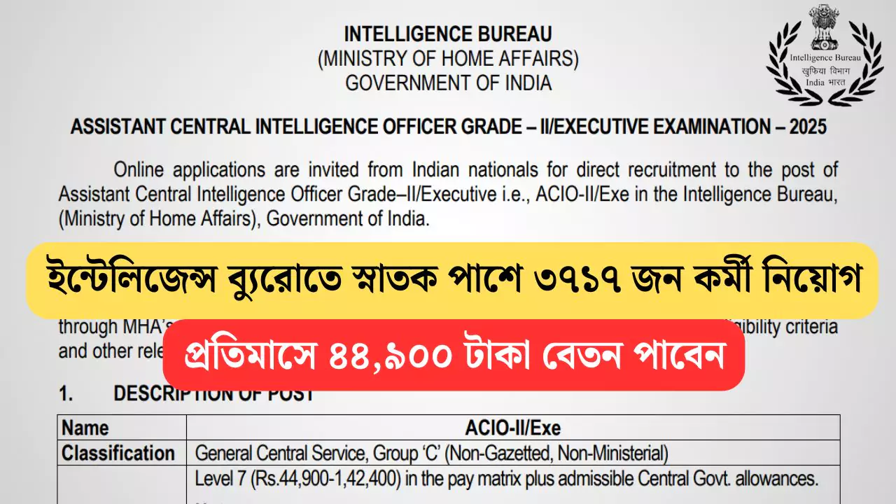 Intelligence Bureau Recruitment 2025