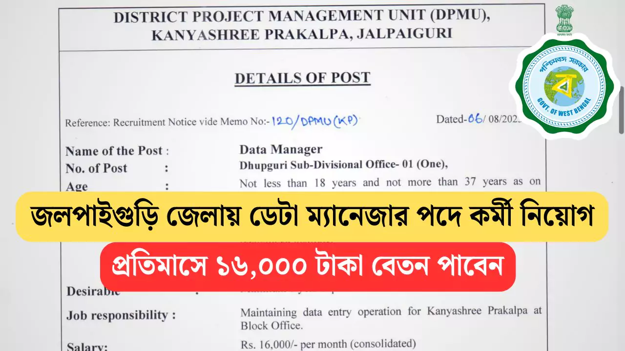 WB Data Manager Recruitment 2025